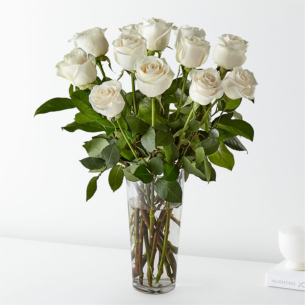 Long Stem White Rose Bouquet – Oceanside Florist, Oceanside NY