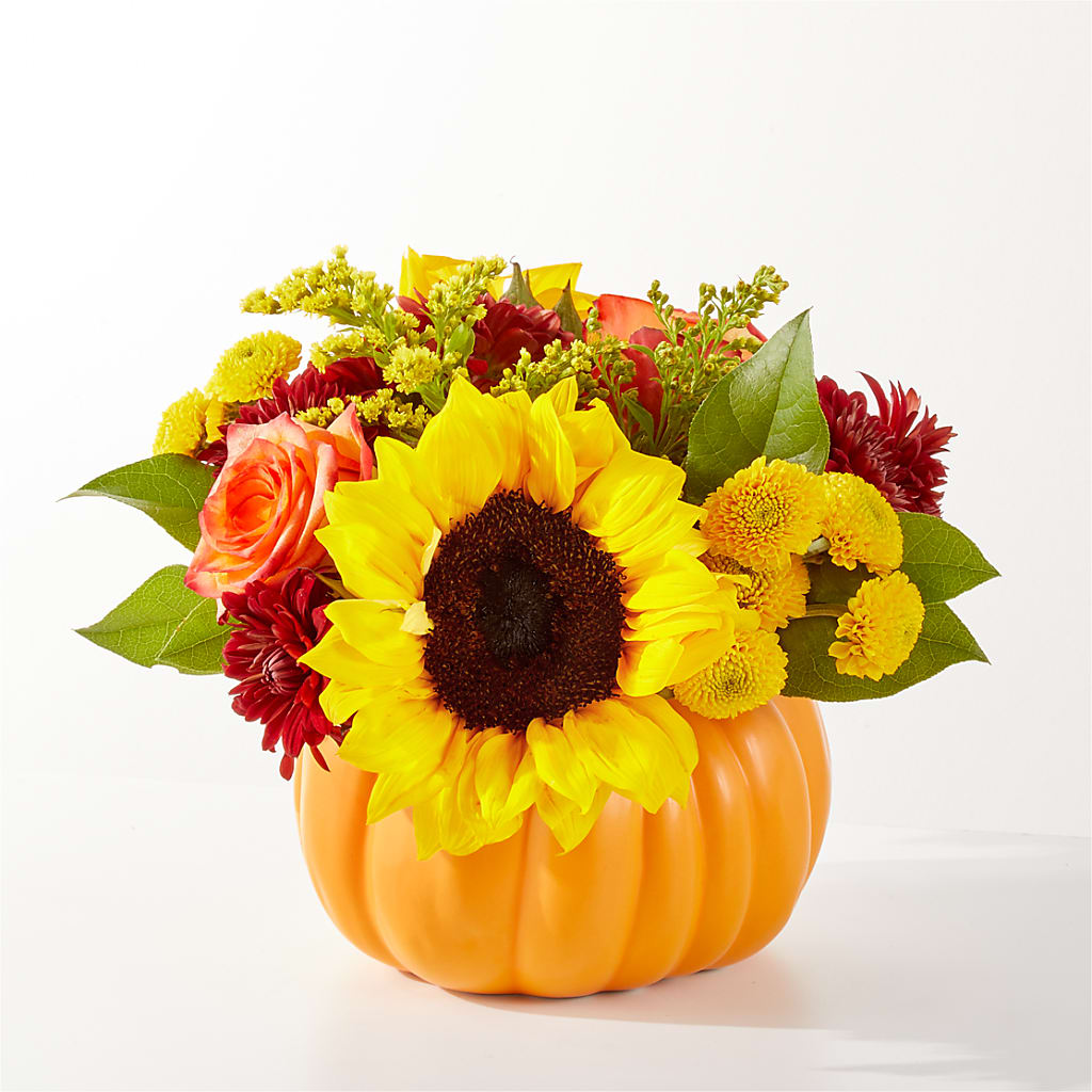 Golden Gourd Pumpkin Bouquet – Oceanside Florist, Oceanside NY