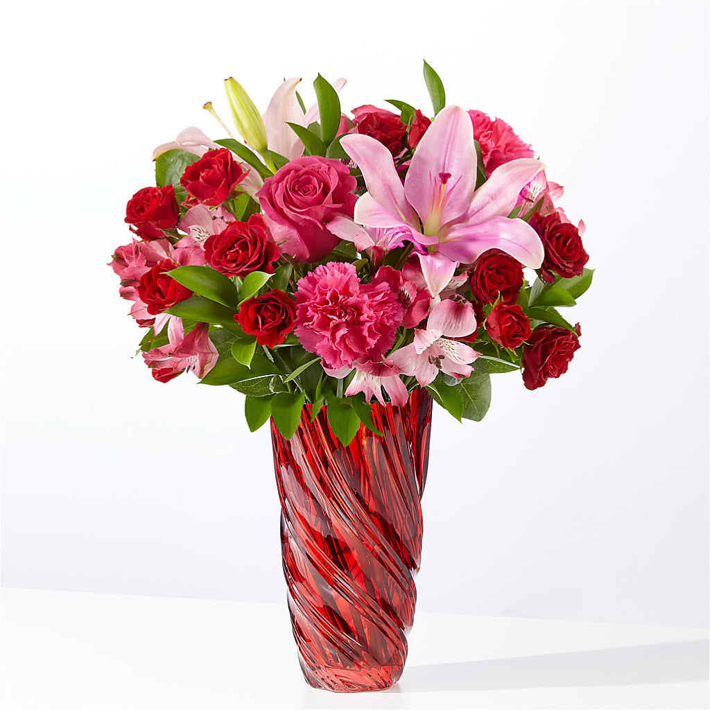 In Love Bouquet with Luxe Swirl Vase – Oceanside Florist, Oceanside NY