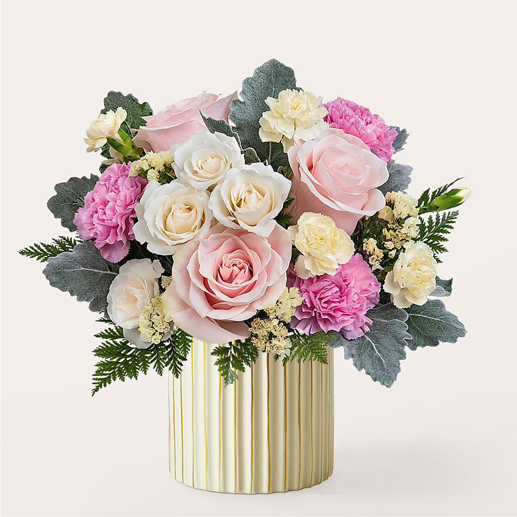 Blissful Moments Bouquet with Ivory Vase – Oceanside Florist, Oceanside NY