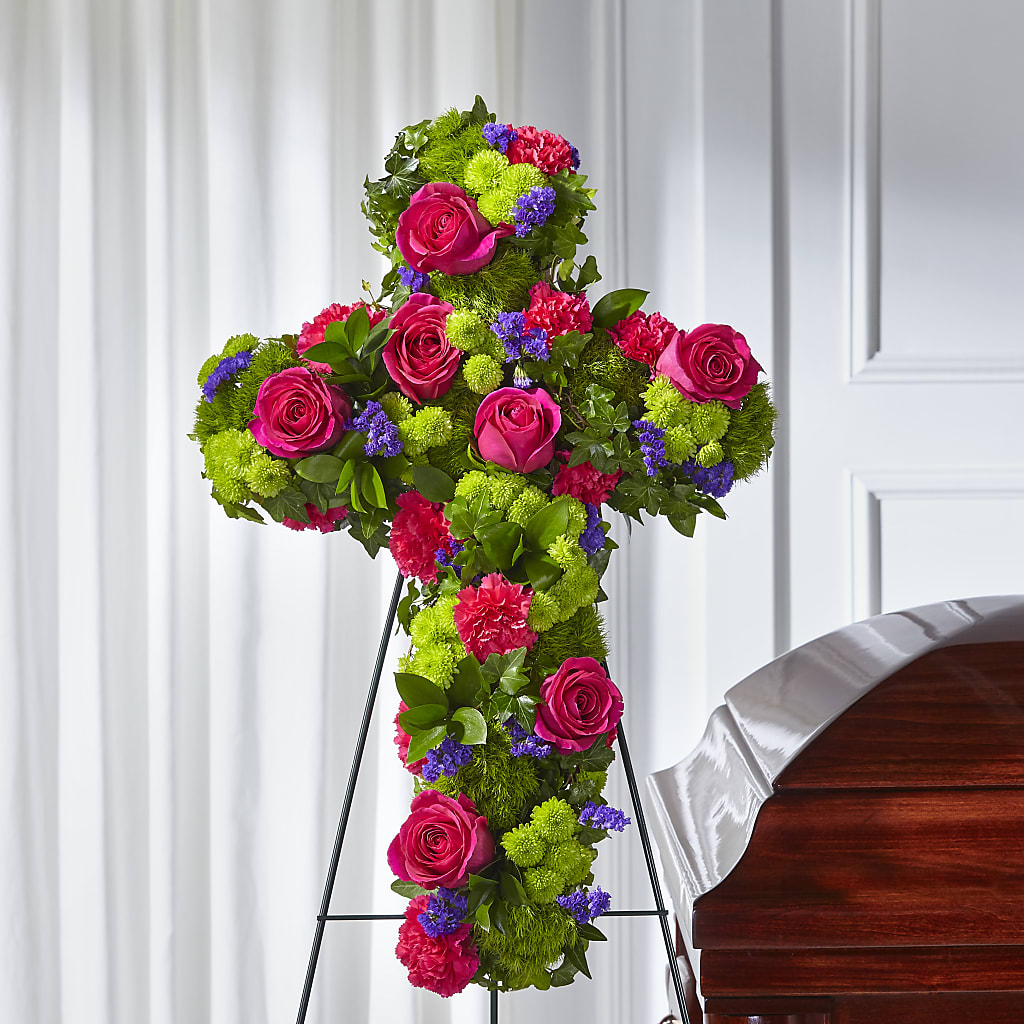 Tribute Rose Floral Cross – Oceanside Florist, Oceanside NY