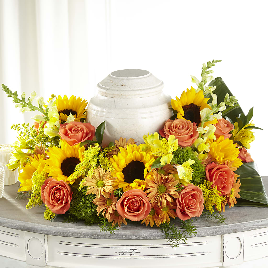 Faithful Sunflower Cremation Adornment – Oceanside Florist, Oceanside NY