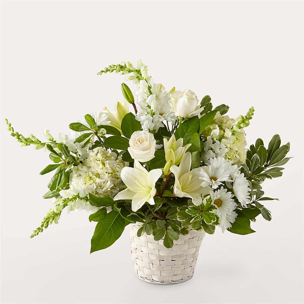 Ivory Elegance Floral Basket – Oceanside Florist, Oceanside NY