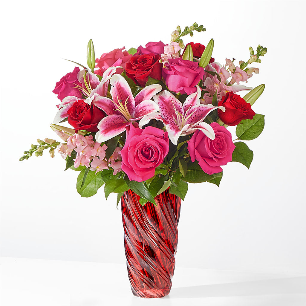 Always You Bouquet with Luxe Swirl Vase – Oceanside Florist, Oceanside NY