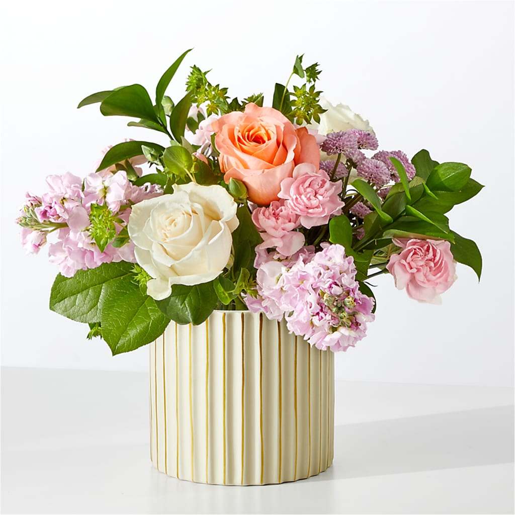 French Market Bouquet with Ivory Vase – Oceanside Florist, Oceanside NY