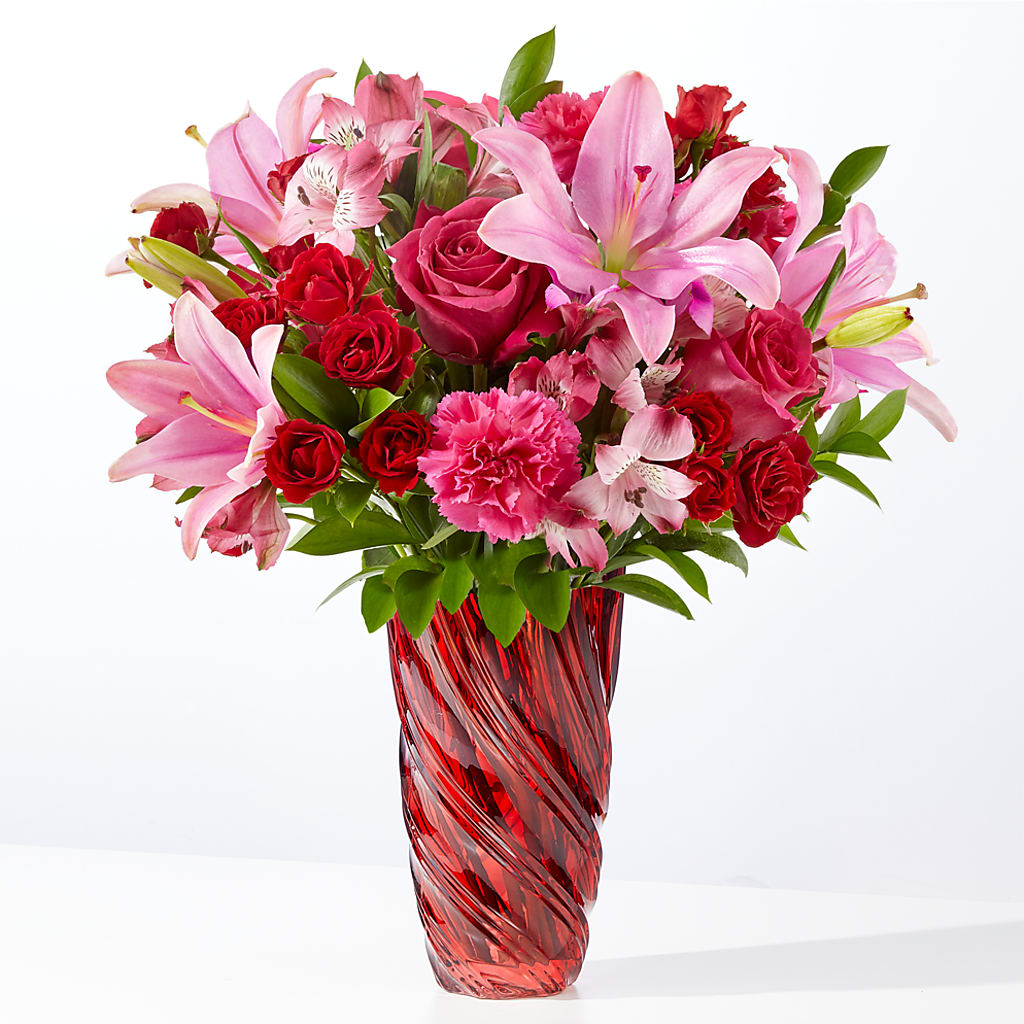 Berry in Love Bouquet with Luxe Swirl Vase