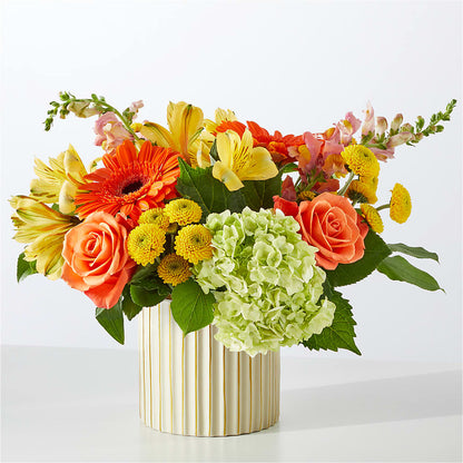 Autumn Sunshine Bouquet with Ivory Vase –  Oceanside Florist, Oceanside NY