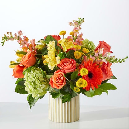 Autumn Sunshine Bouquet with Ivory Vase –  Oceanside Florist, Oceanside NY