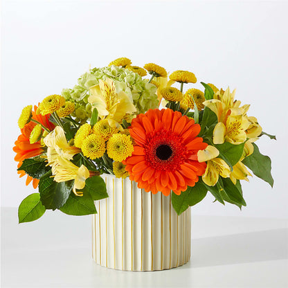 Autumn Sunshine Bouquet with Ivory Vase –  Oceanside Florist, Oceanside NY