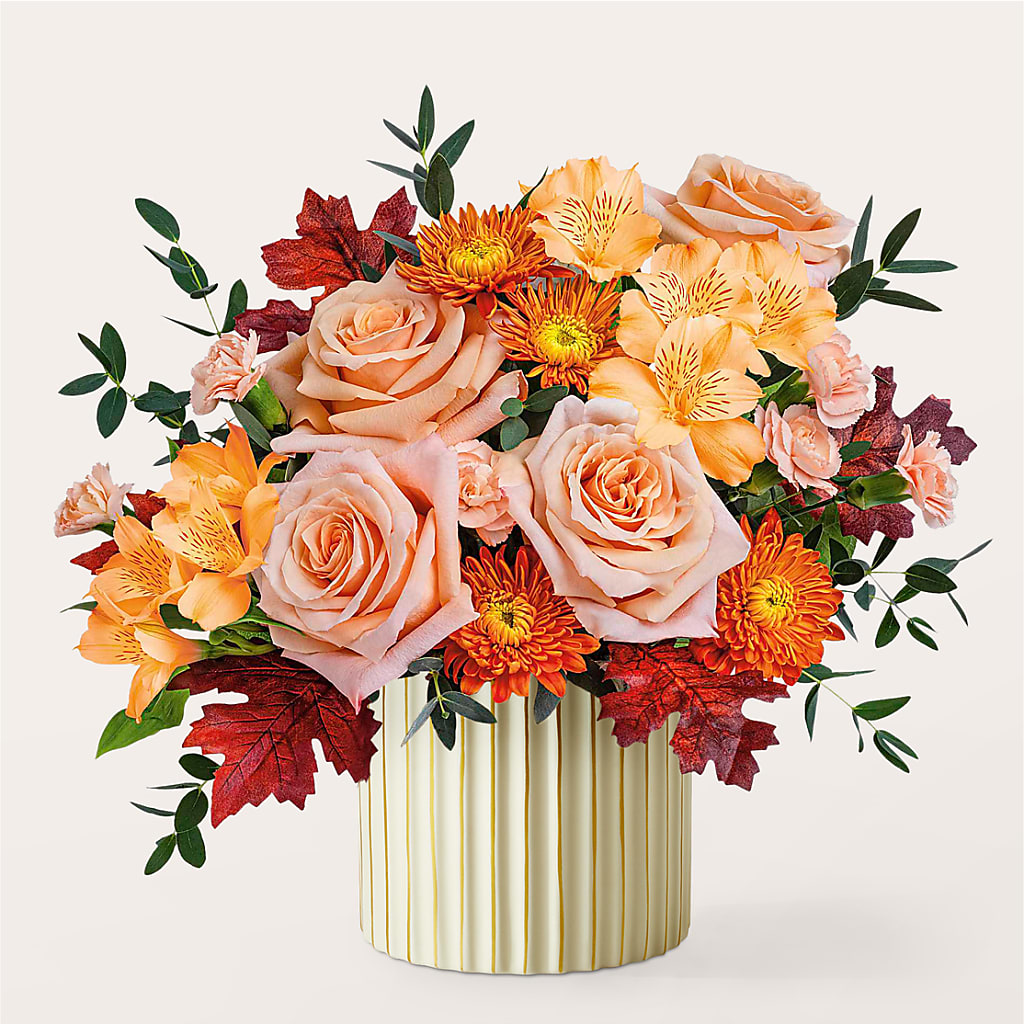 Spiced Latte Bouquet with Ivory Vase –  Oceanside Florist, Oceanside NY