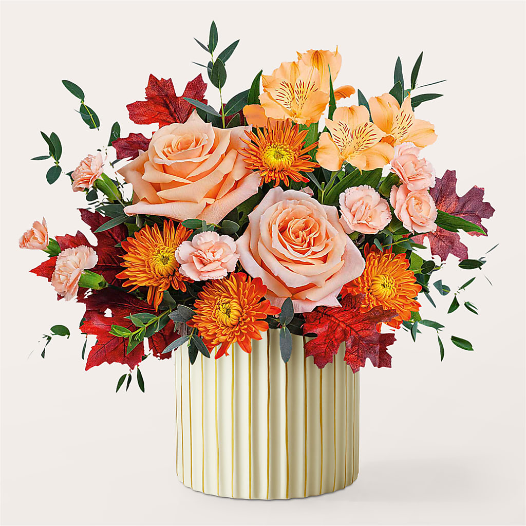 Spiced Latte Bouquet with Ivory Vase –  Oceanside Florist, Oceanside NY