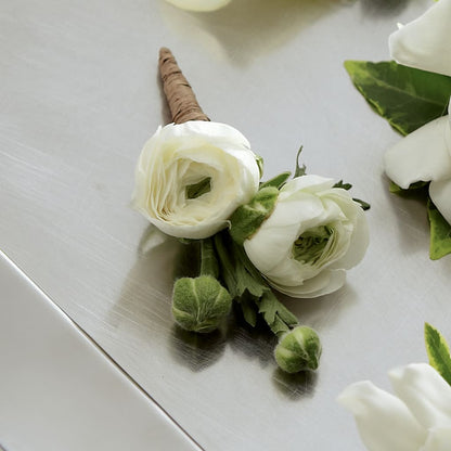 White Ranunculus Boutonniere –  Oceanside Florist, Oceanside NY