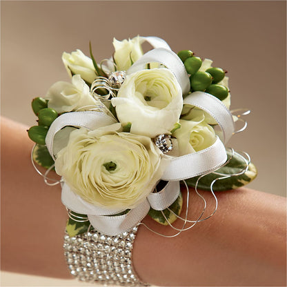 White Wedding Corsage –  Oceanside Florist, Oceanside NY