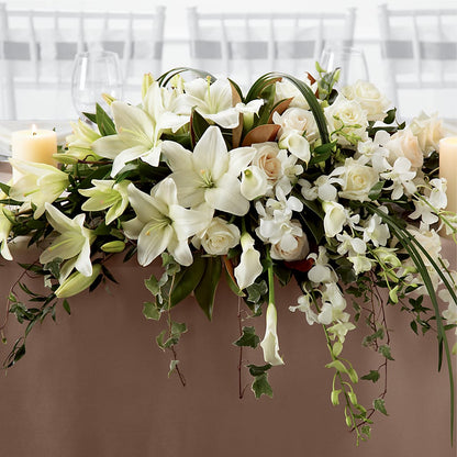 White Linen Arrangement –  Oceanside Florist, Oceanside NY